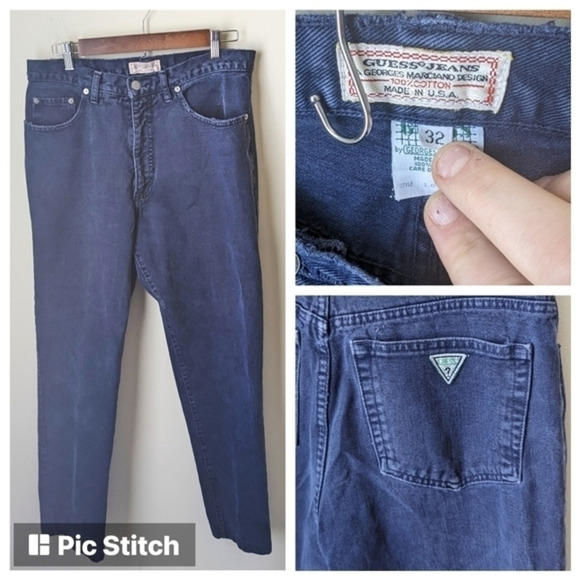 Vintage Guess Jeans Georges Marciano Design Men's 32 Navy Jeans Made in The USA - Picture 1 of 10